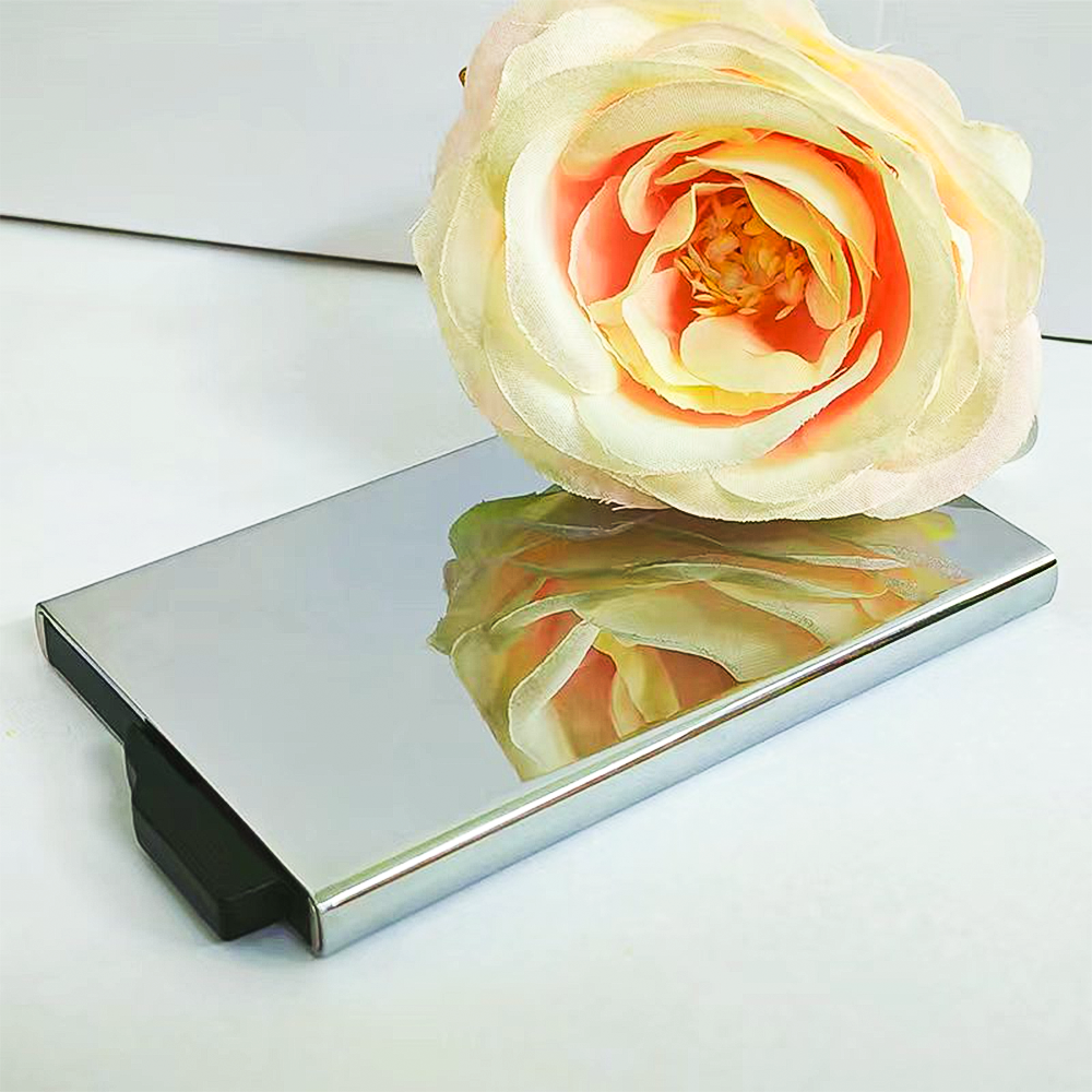 Cardhoda【THE ROSE】鏡面不銹鋼 RFID 防盜刷卡片盒 | 玫瑰蝕刻工藝 (Mirror Edition)
