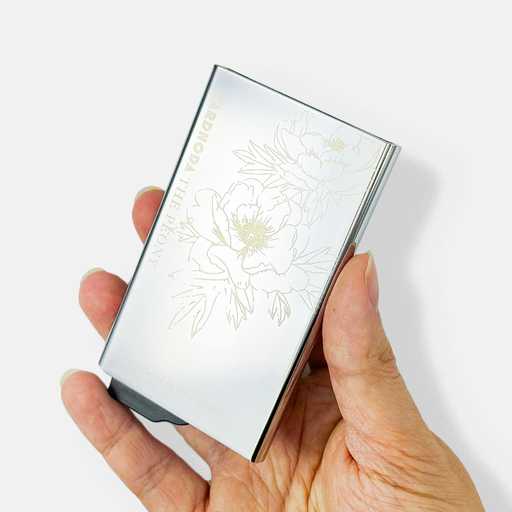 Cardhoda【THE ROSE】鏡面不銹鋼 RFID 防盜刷卡片盒 | 玫瑰蝕刻工藝 (Mirror Edition)